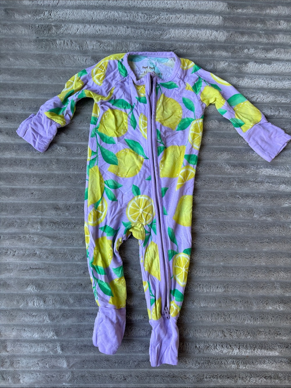 Little Sleepies Lilac and Yellow Lemon Print Footed One-Piece